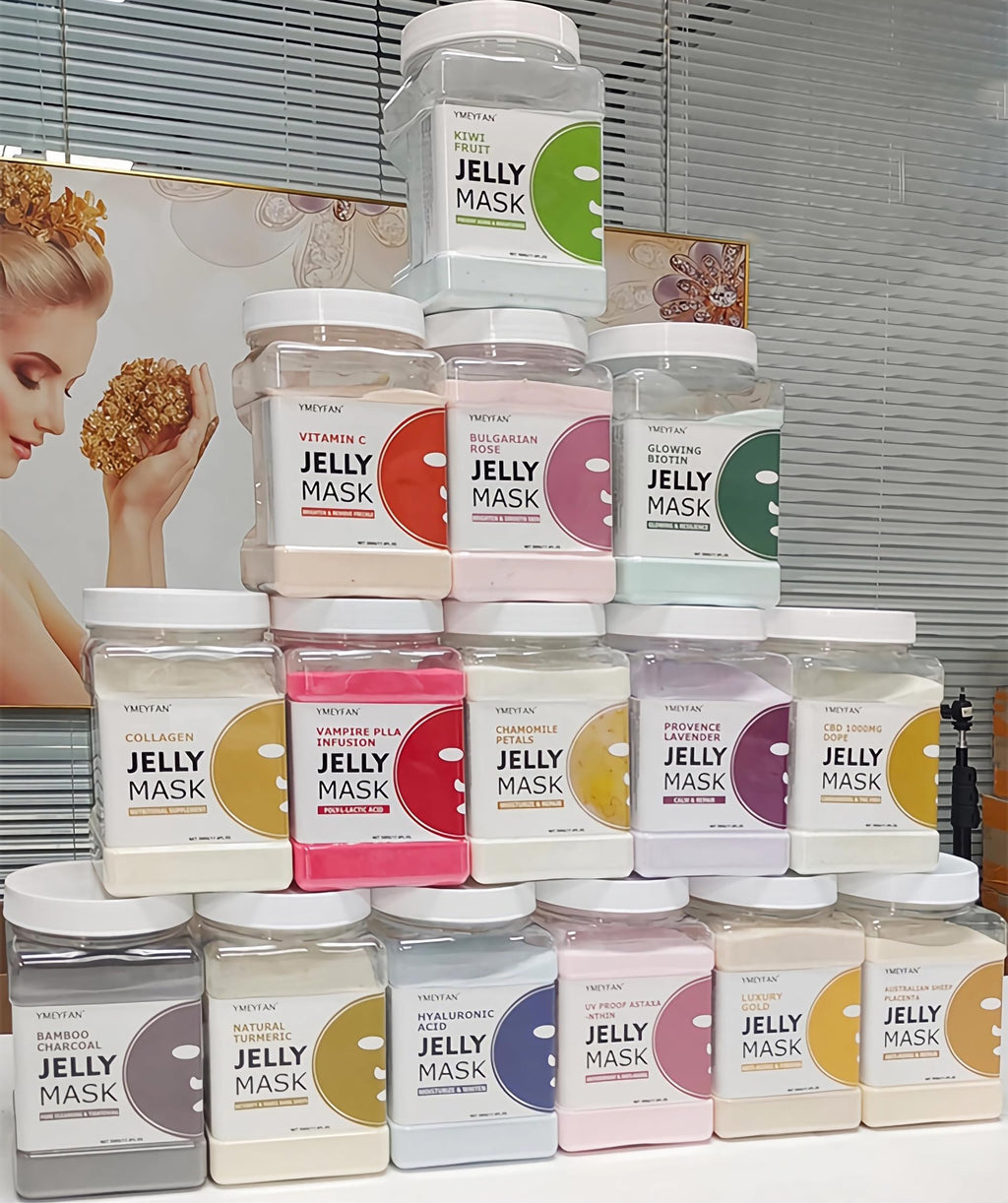 YMEYFAN Jelly Mask Powder Bulk Pack – 10 Jars (500g) for Salons & Home Facials