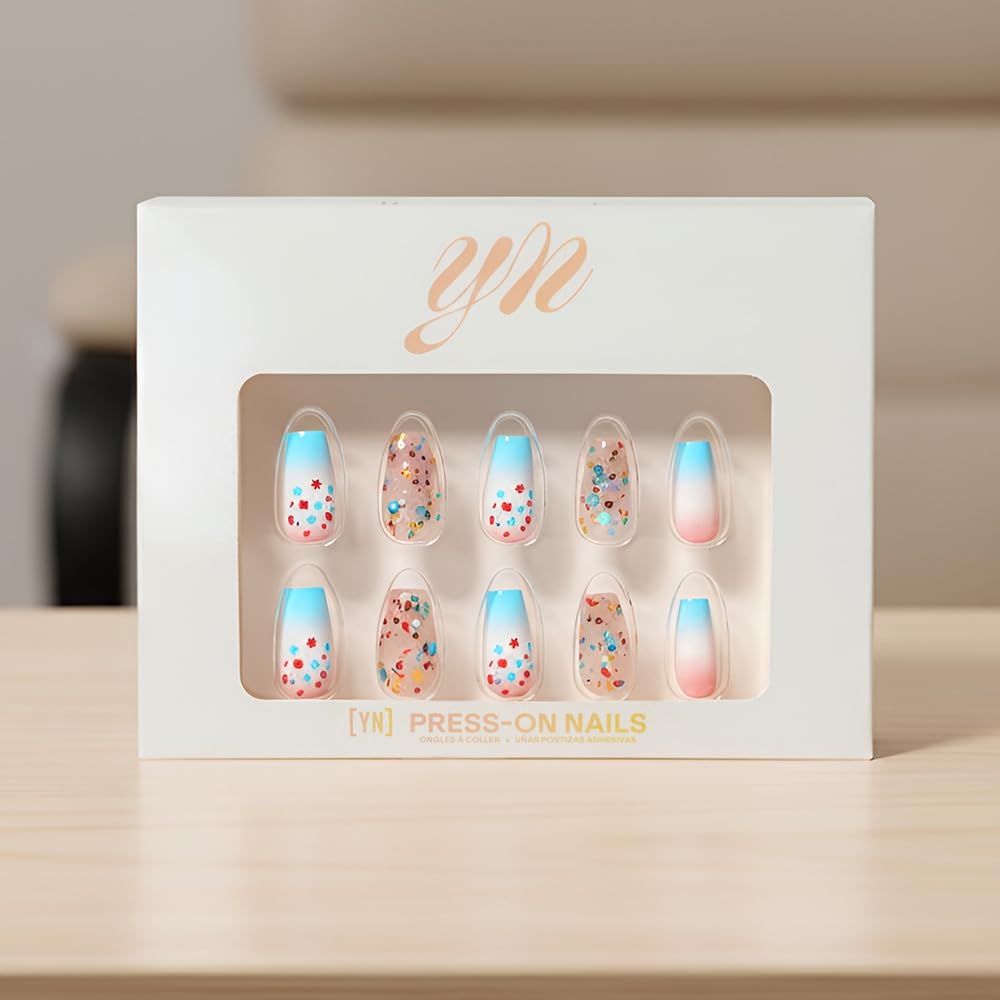 YN Young Nails Press On Nails - Rocket Glitz Kit for Women | Glue-On Nails