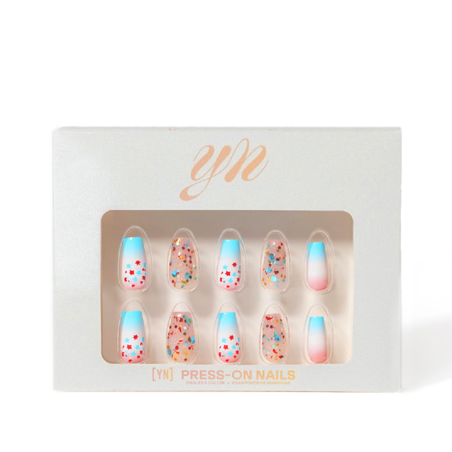 YN Young Nails Press On Nails - Rocket Glitz Kit for Women | Glue-On Nails