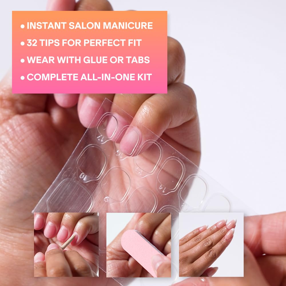 YN Young Nails Press On Nails – Glue-On Nails for Women, Medium Oval, Includes Glue, File & Tabs (Mommi White)