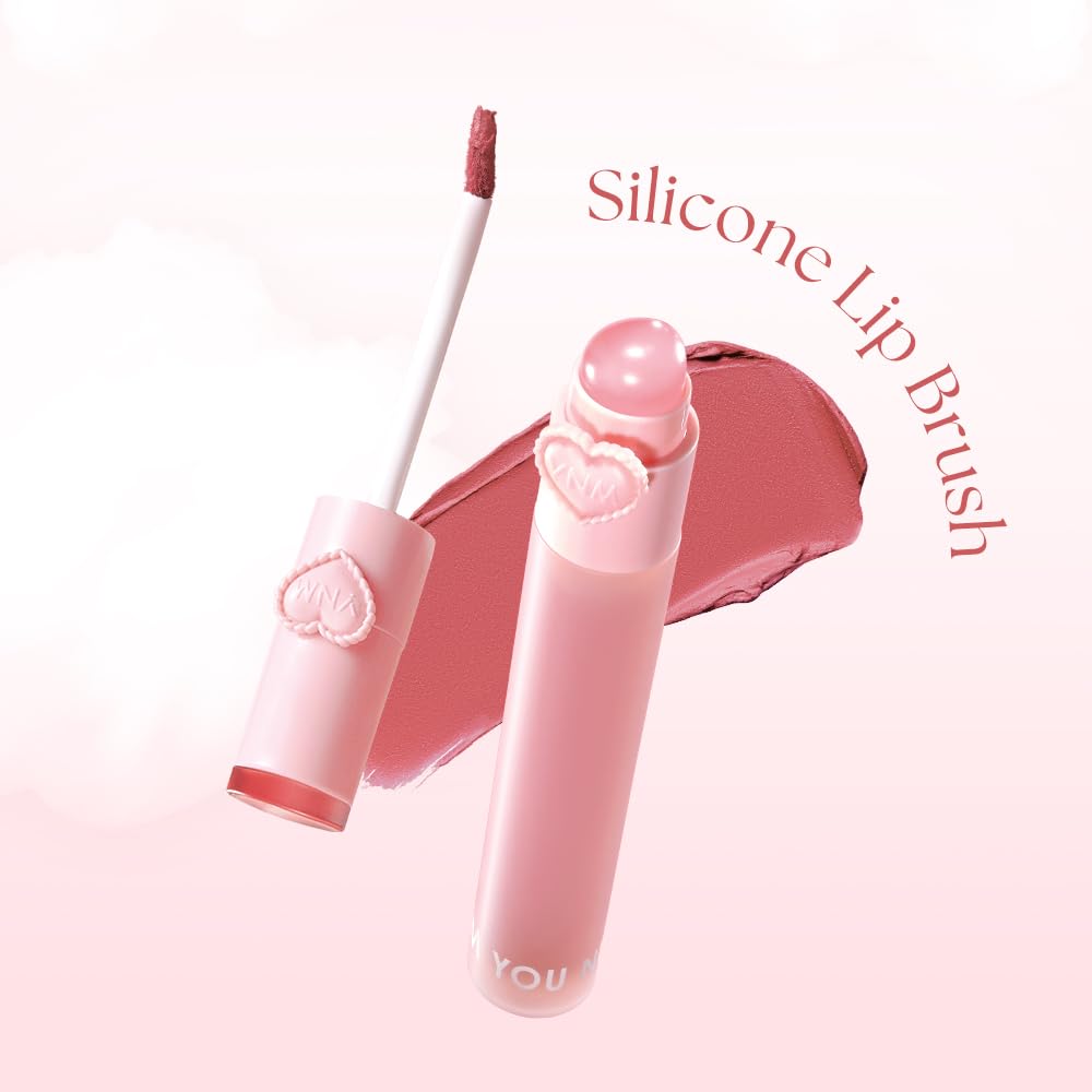YNM Matte Veil Tint Rose Veil – Long-Lasting K-Beauty Lip Tint with Built-In Silicone Brush