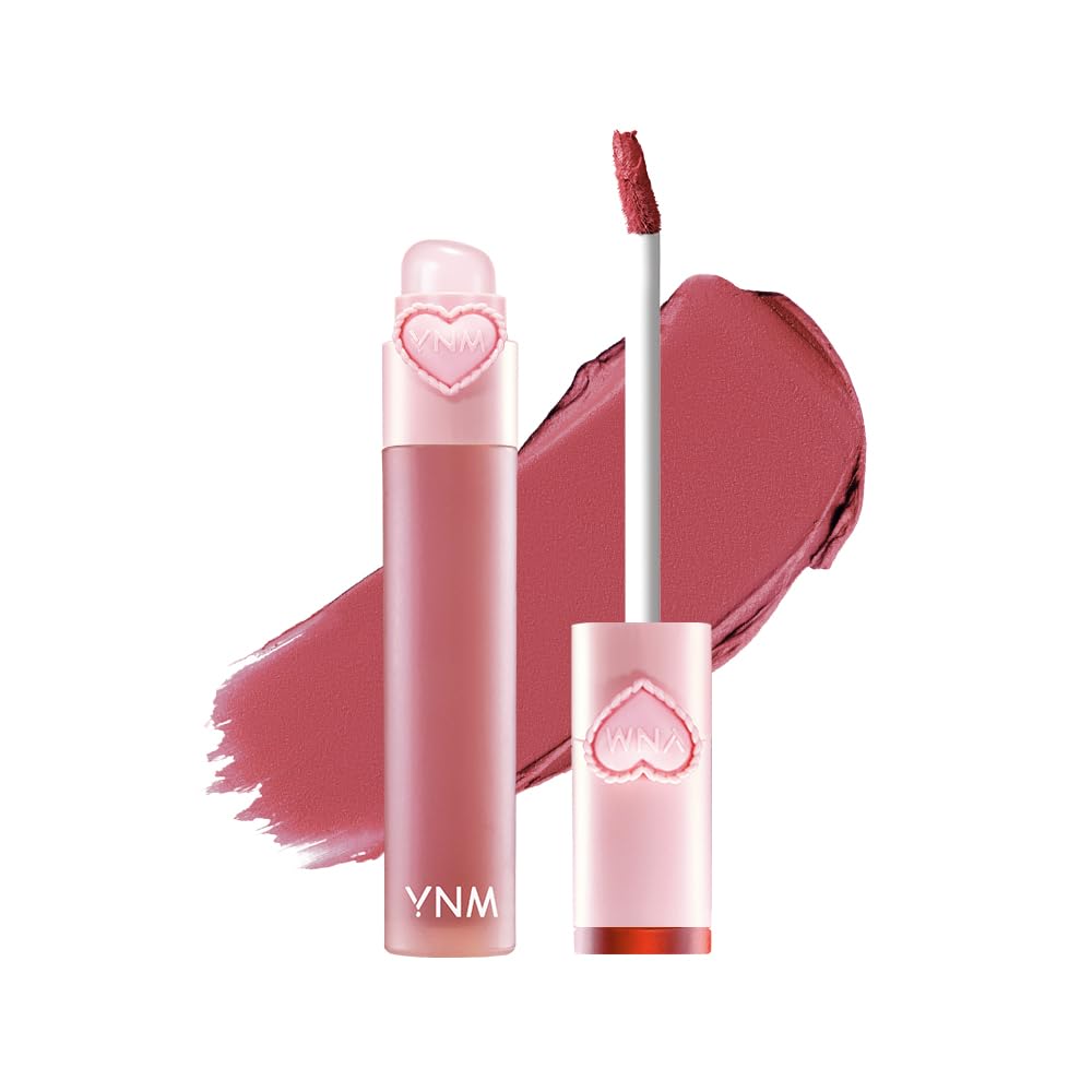 YNM Matte Veil Tint Rose Veil – Long-Lasting K-Beauty Lip Tint with Built-In Silicone Brush