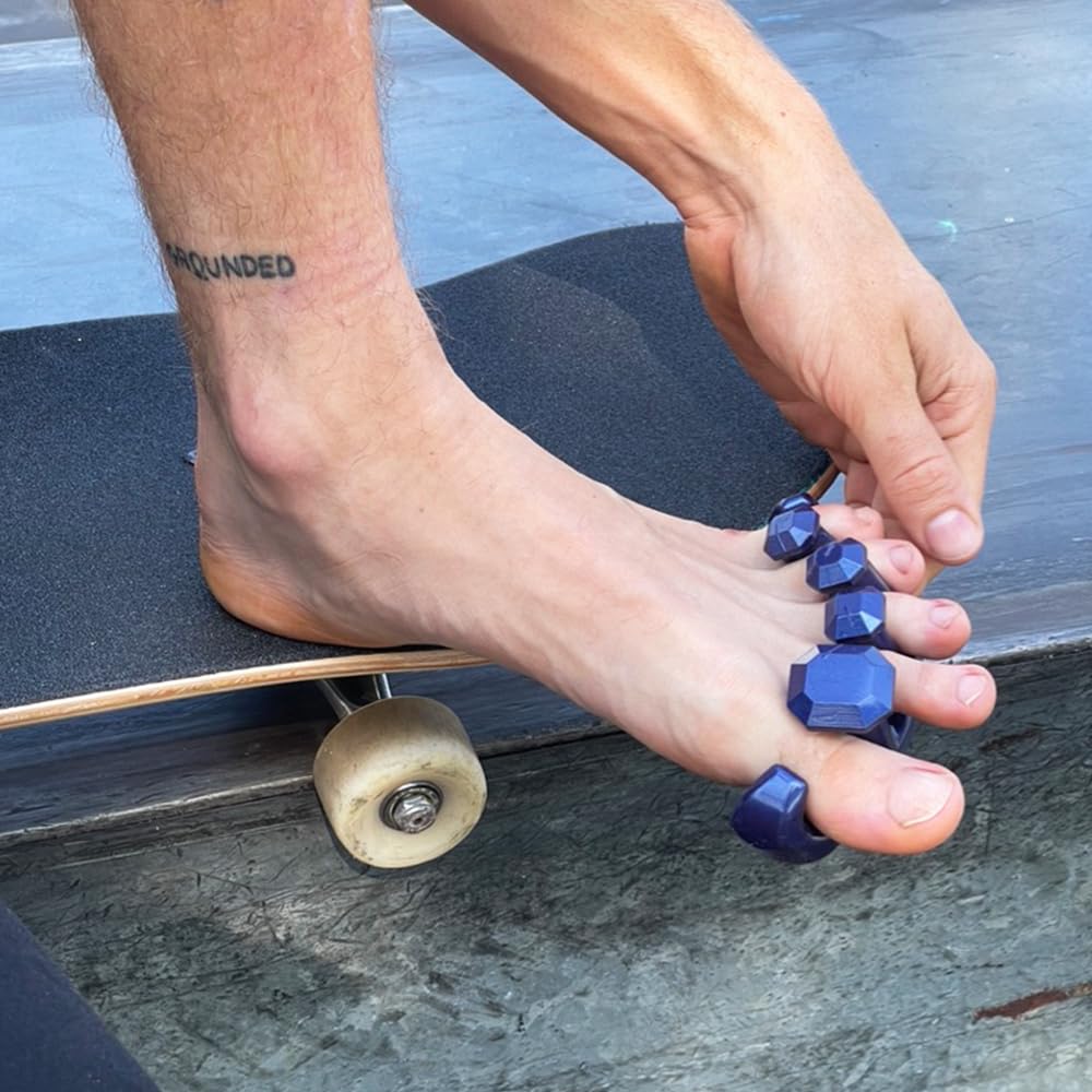 YogaToes Gems for Men – Gel Toe Stretcher & Separator in Metallic Blue | Fits Size 7+