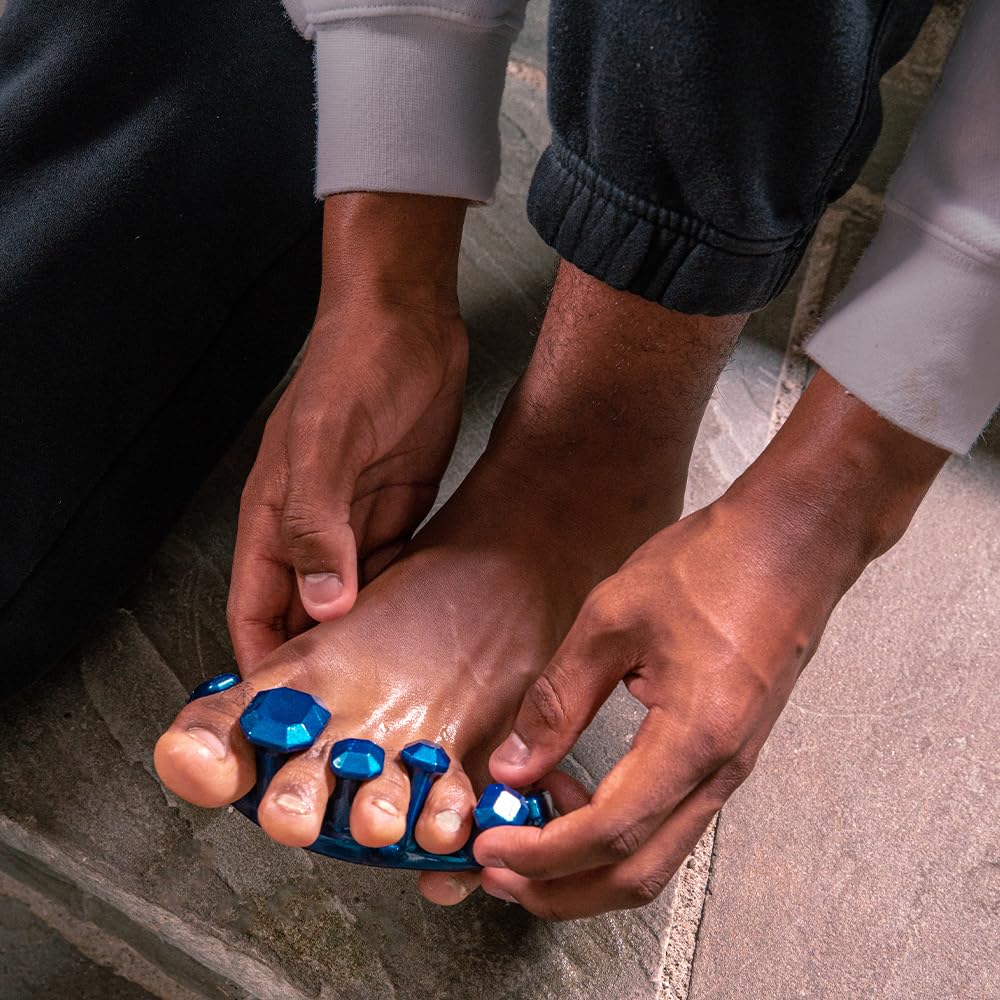 YogaToes Gems for Men – Gel Toe Stretcher & Separator in Metallic Blue | Fits Size 7+