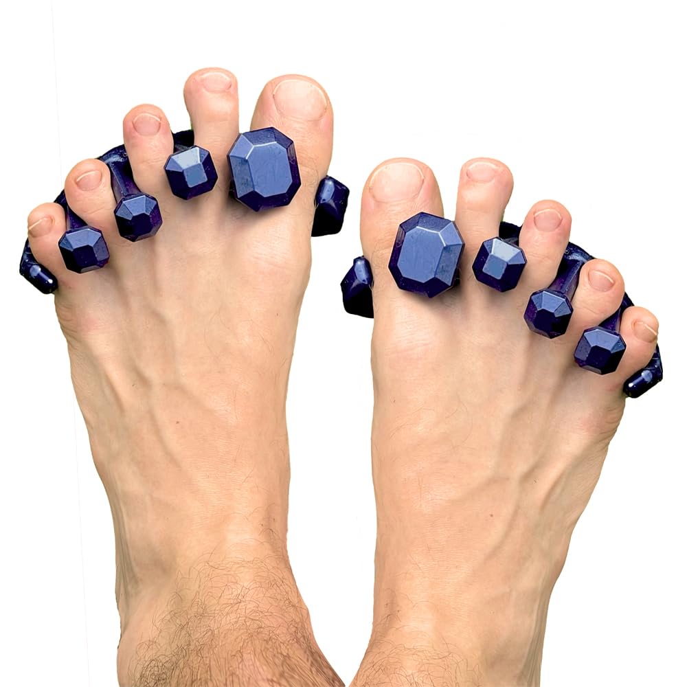 YogaToes Gems for Men – Gel Toe Stretcher & Separator in Metallic Blue | Fits Size 7+