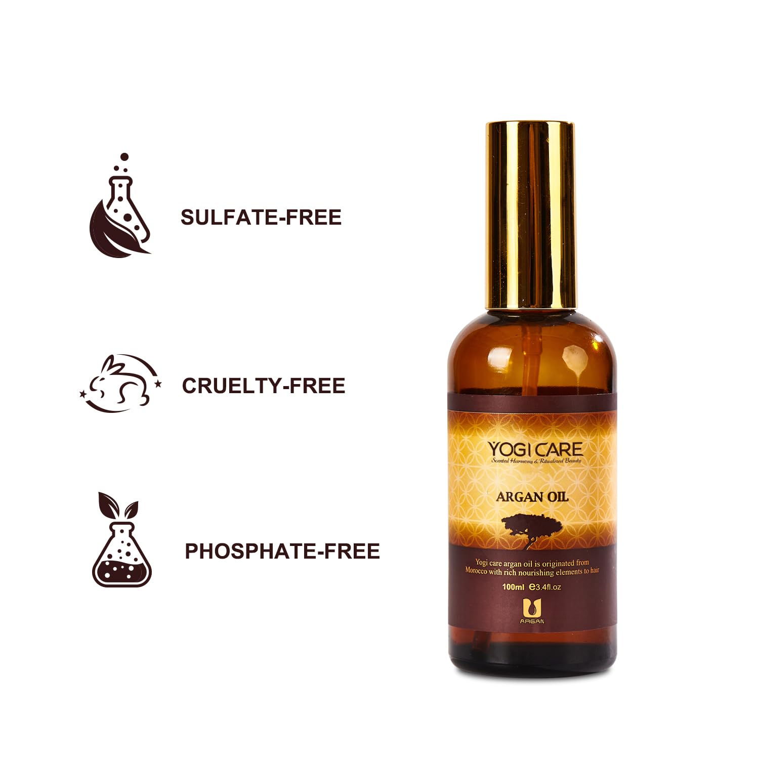 YOGI CARE Moroccan Argan Oil for Frizzy, Dry & Damaged Hair – Nourishing & Strengthening, 3.4 FL OZ