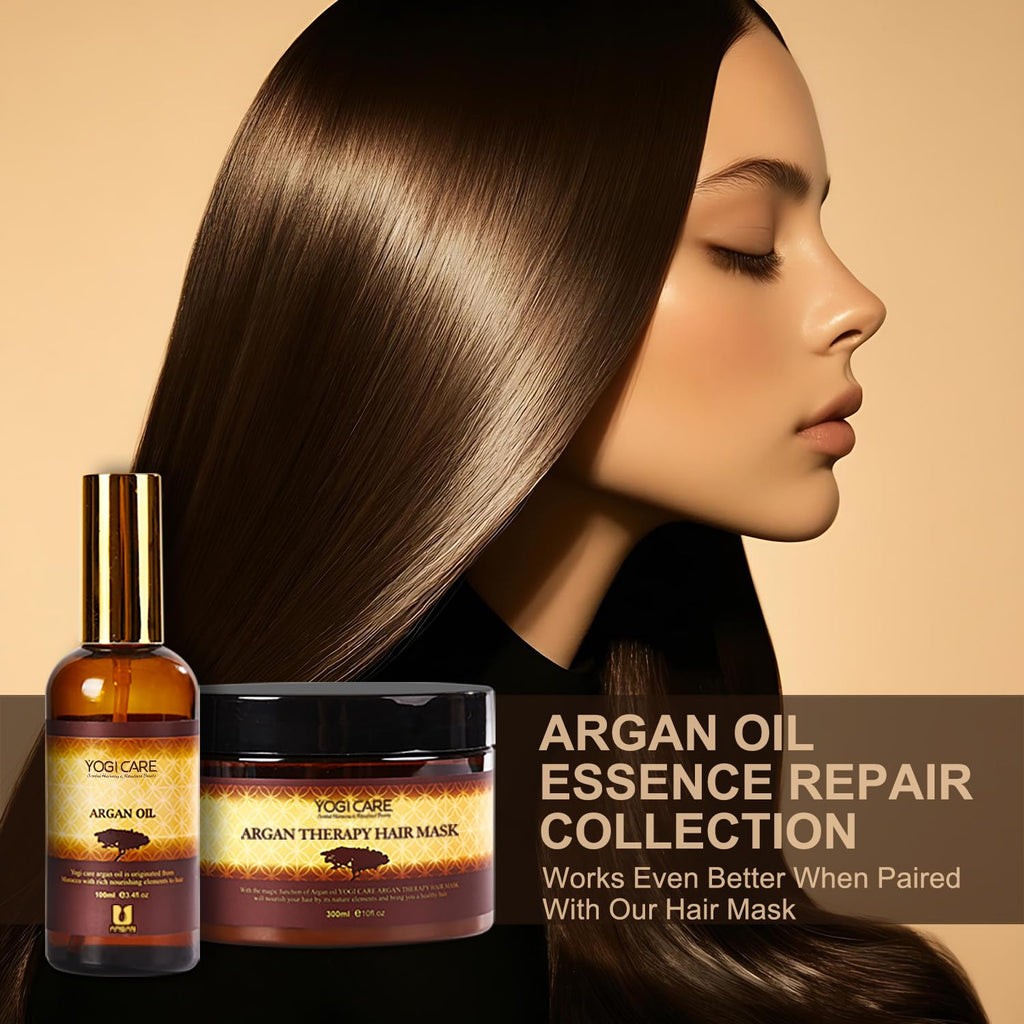 YOGI CARE Moroccan Argan Oil for Frizzy, Dry & Damaged Hair – Nourishing & Strengthening, 3.4 FL OZ