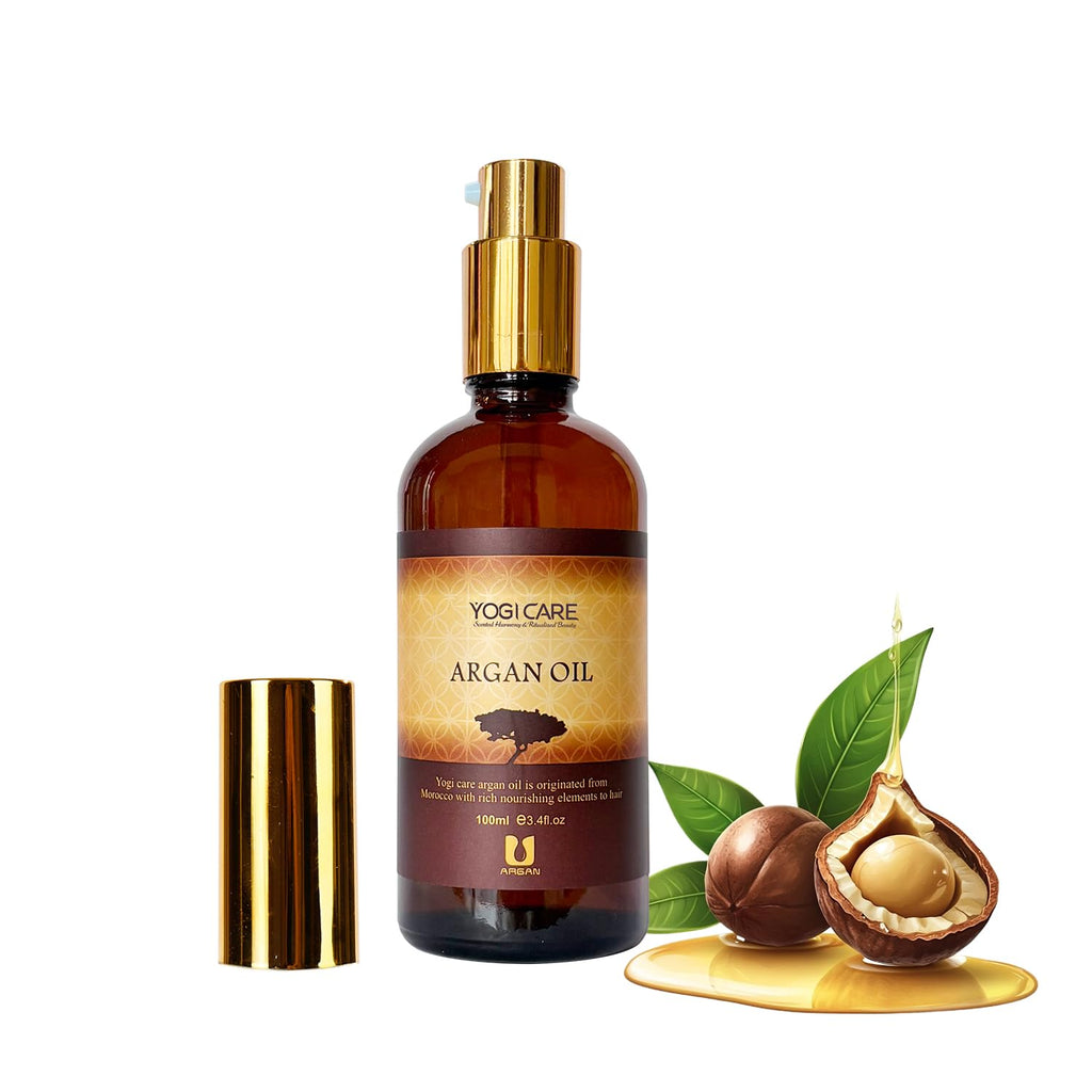 YOGI CARE Moroccan Argan Oil for Frizzy, Dry & Damaged Hair – Nourishing & Strengthening, 3.4 FL OZ