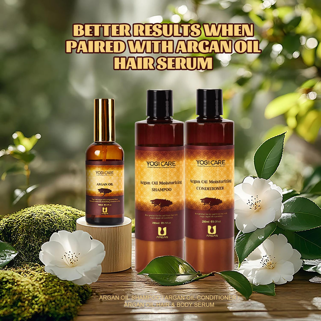 YOGI CARE Argan Oil Shampoo & Conditioner Set – Moisturizing, Sulfate-Free Moroccan Hair Care