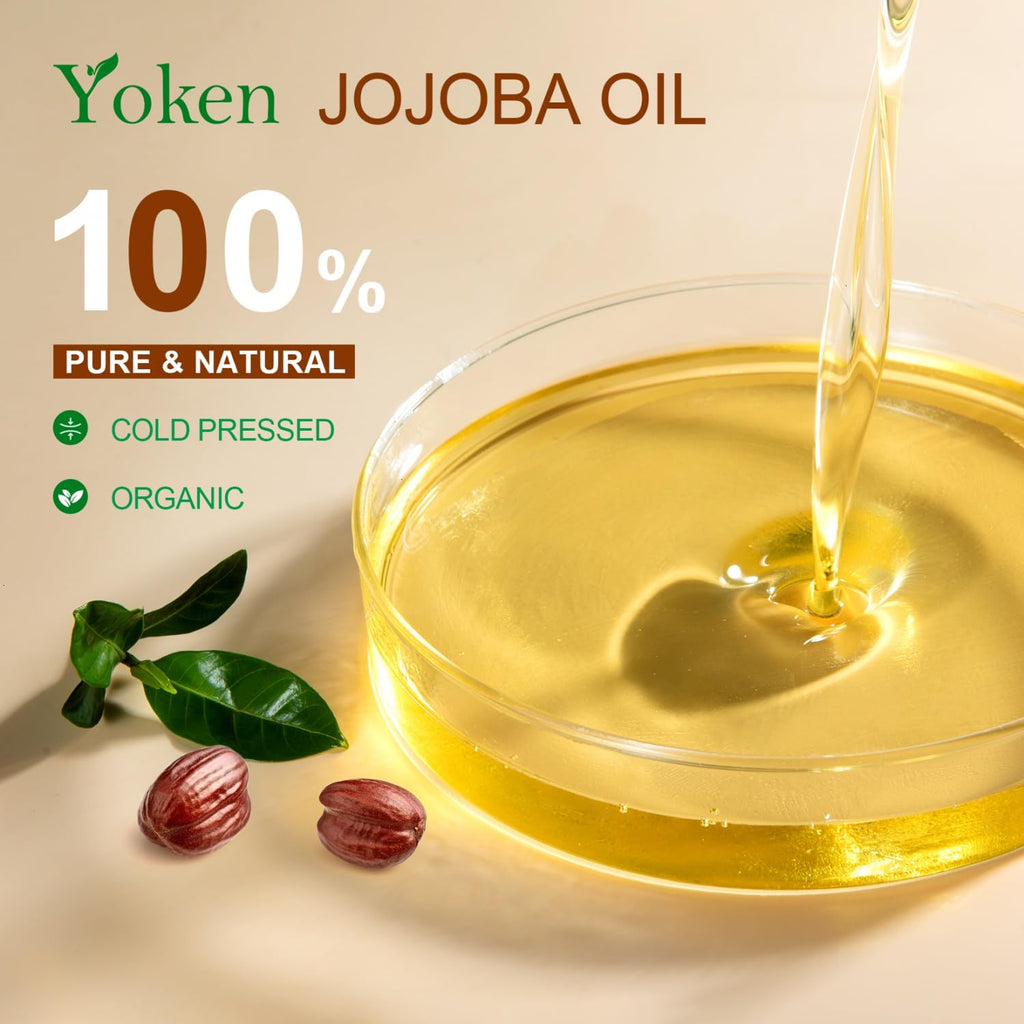 Yoken 1 Gallon Jojoba Oil – Pure Cold-Pressed, Hexane-Free Carrier Oil (EWG Verified) for Hair & Skin