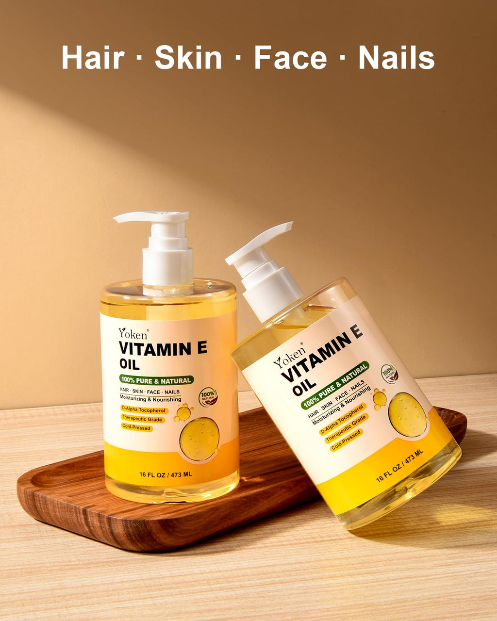 Yoken Vitamin E Oil 16oz – Cold-Pressed, Hexane-Free Skin & Body Oil