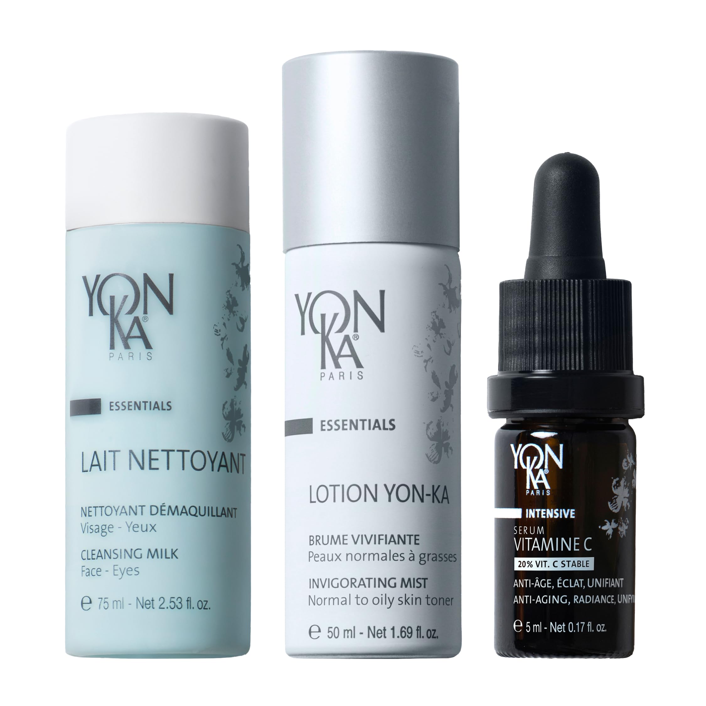 Yon-Ka Vitamin C Travel Set – Gentle Milk Cleanser, Lotion Yon-Ka Toner & Vitamin C Serum | 3-Piece Travel Size