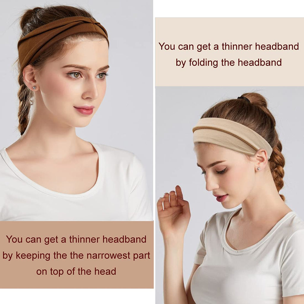 YONUF Fashion Headbands for Women | Wide Headbands, 6-Pack for Yoga & Workout