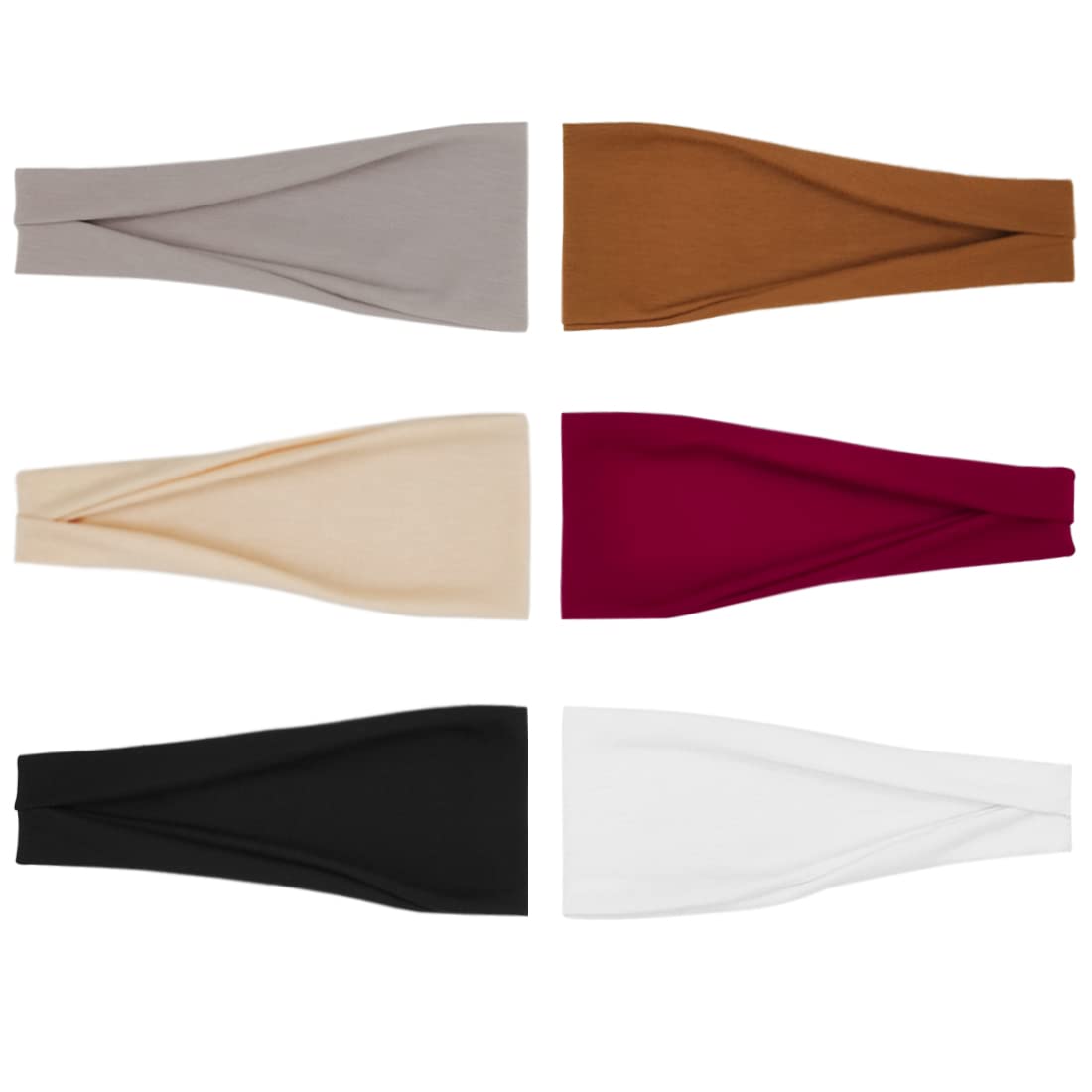 YONUF Fashion Headbands for Women | Wide Headbands, 6-Pack for Yoga & Workout