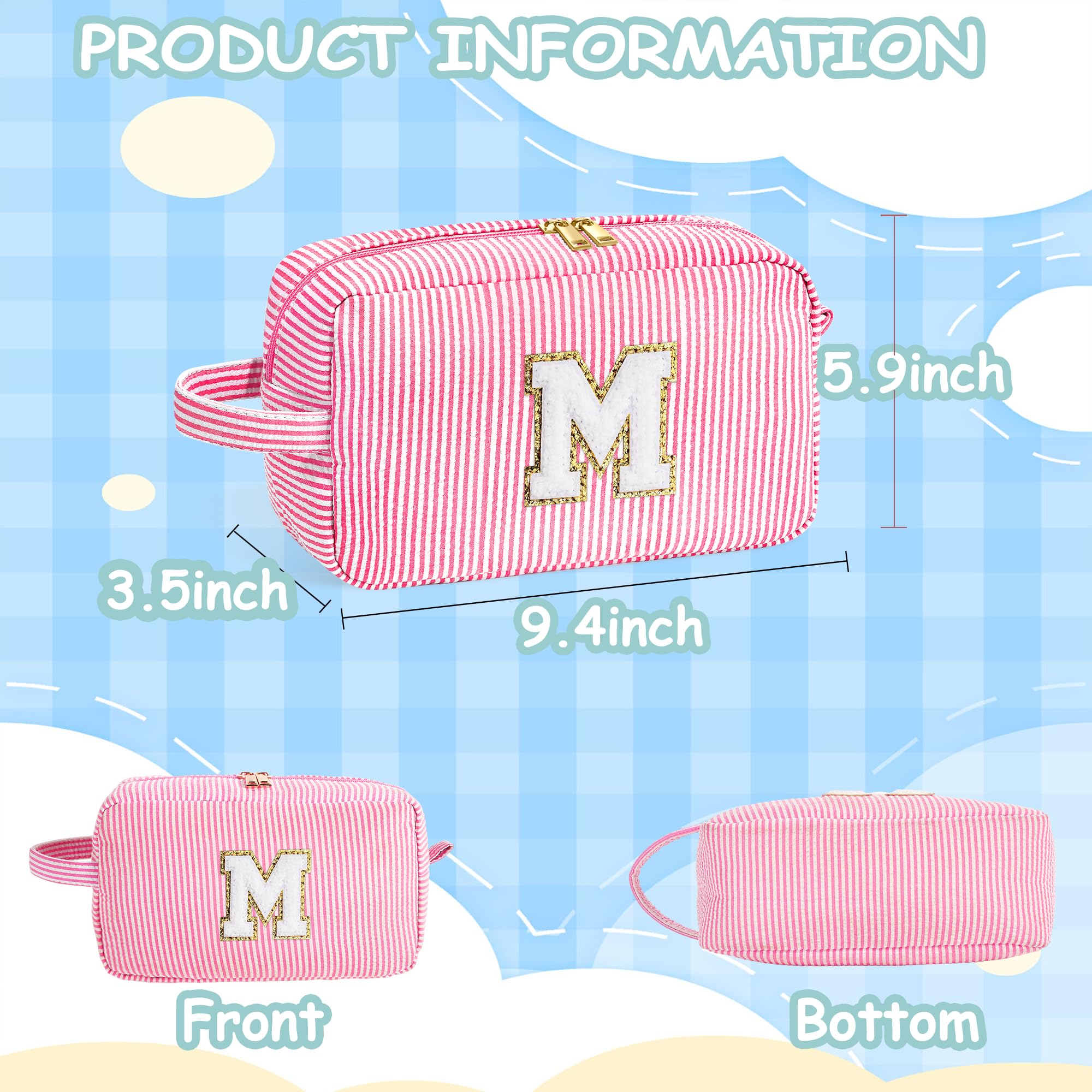 YOOLIFE Monogram Initial Green Makeup Bags – 2-Pack Personalized Cosmetic Pouches for Women