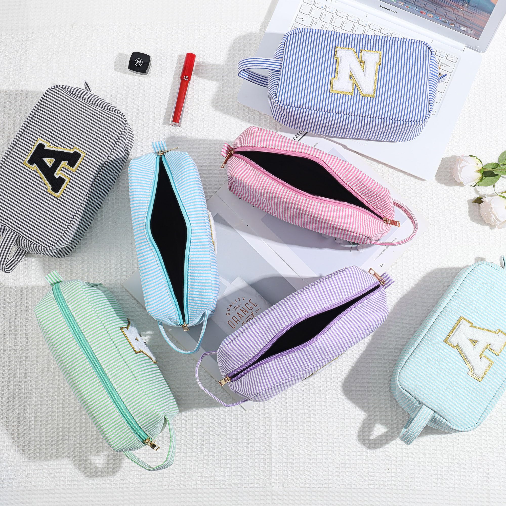YOOLIFE Bridal Shower Gifts — 2-Pack Initial Purple Bridesmaid Makeup Bags