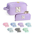 YOOLIFE Gifts for Mom - Personalized Initial Makeup Bags (Purple) 2-Pack