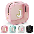 YOOLIFE Mini Initial Makeup Bag – Clear Travel Cosmetic Bag, Pink J