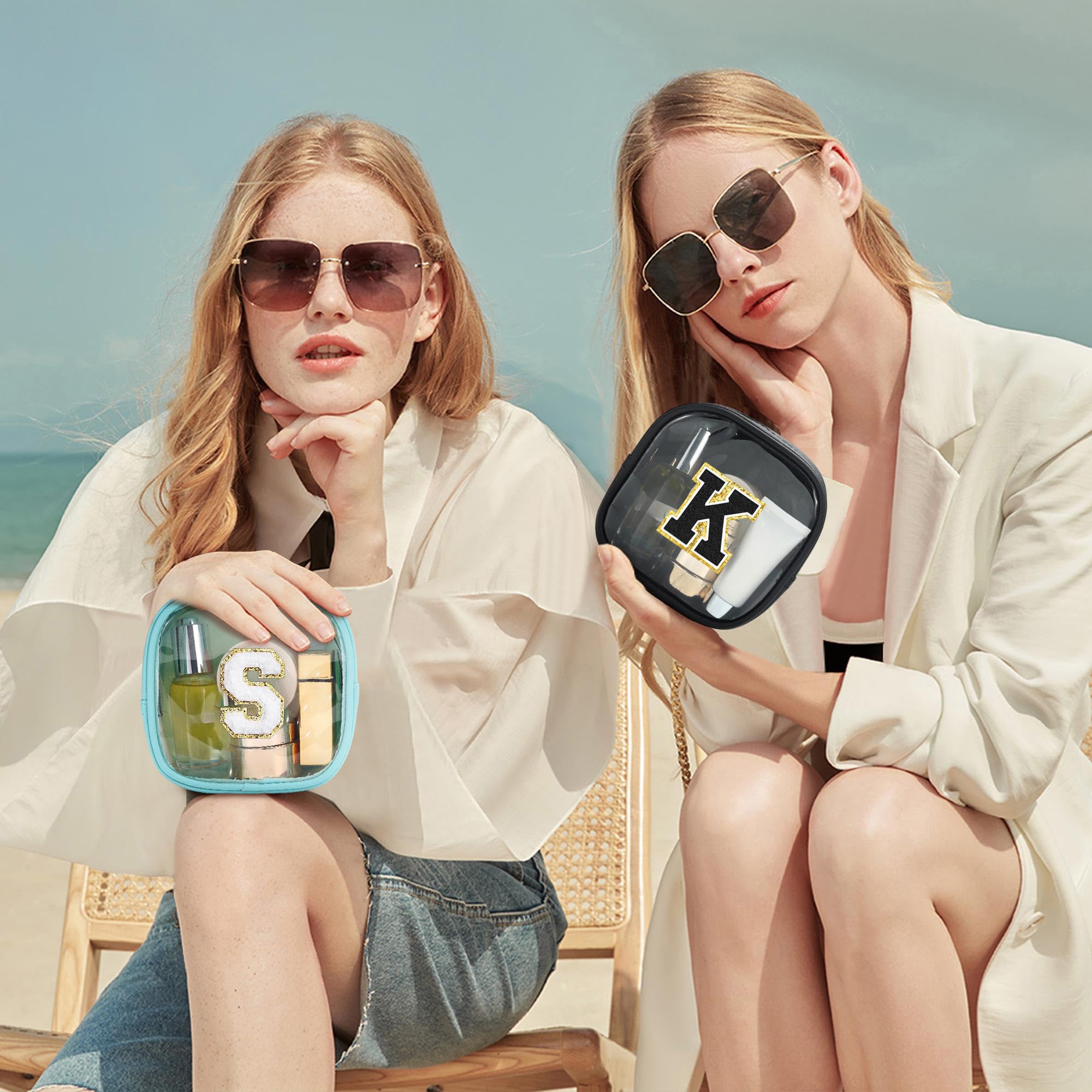 YOOLIFE Initial Clear Makeup Bag – Travel Toiletry Organizer, Mini Blue