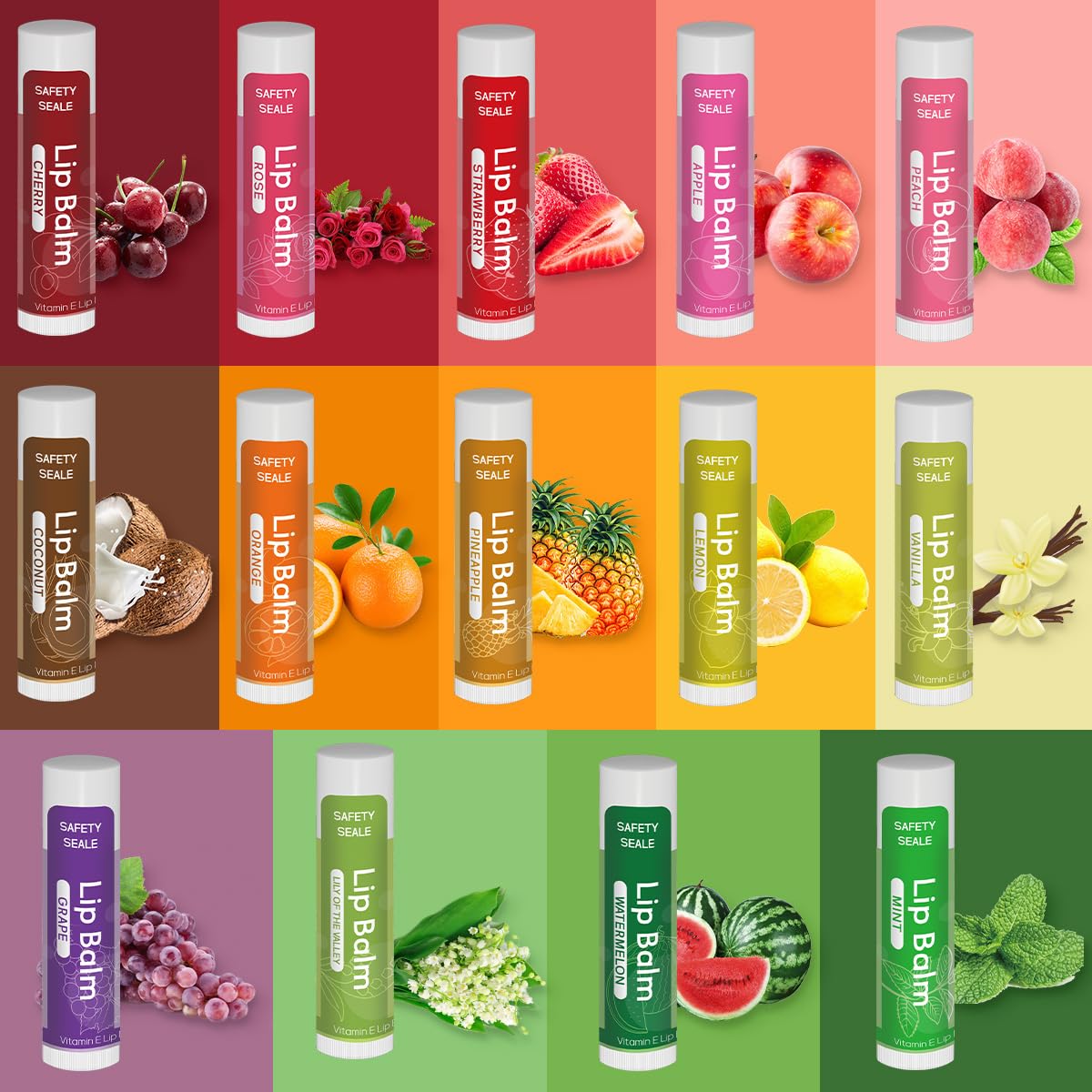 Yopela 84-Pack Natural Lip Balm – 14 Flavors, Vitamin E & Coconut Oil, Non-GMO