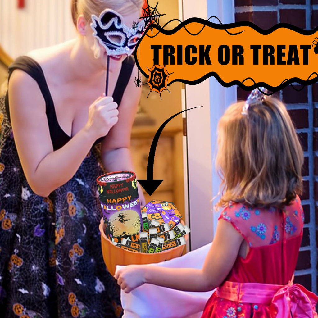Yopela 76-Pack Halloween Lip Balm Bulk – Vitamin E, Coconut Oil, 18 Flavors, Non-GMO