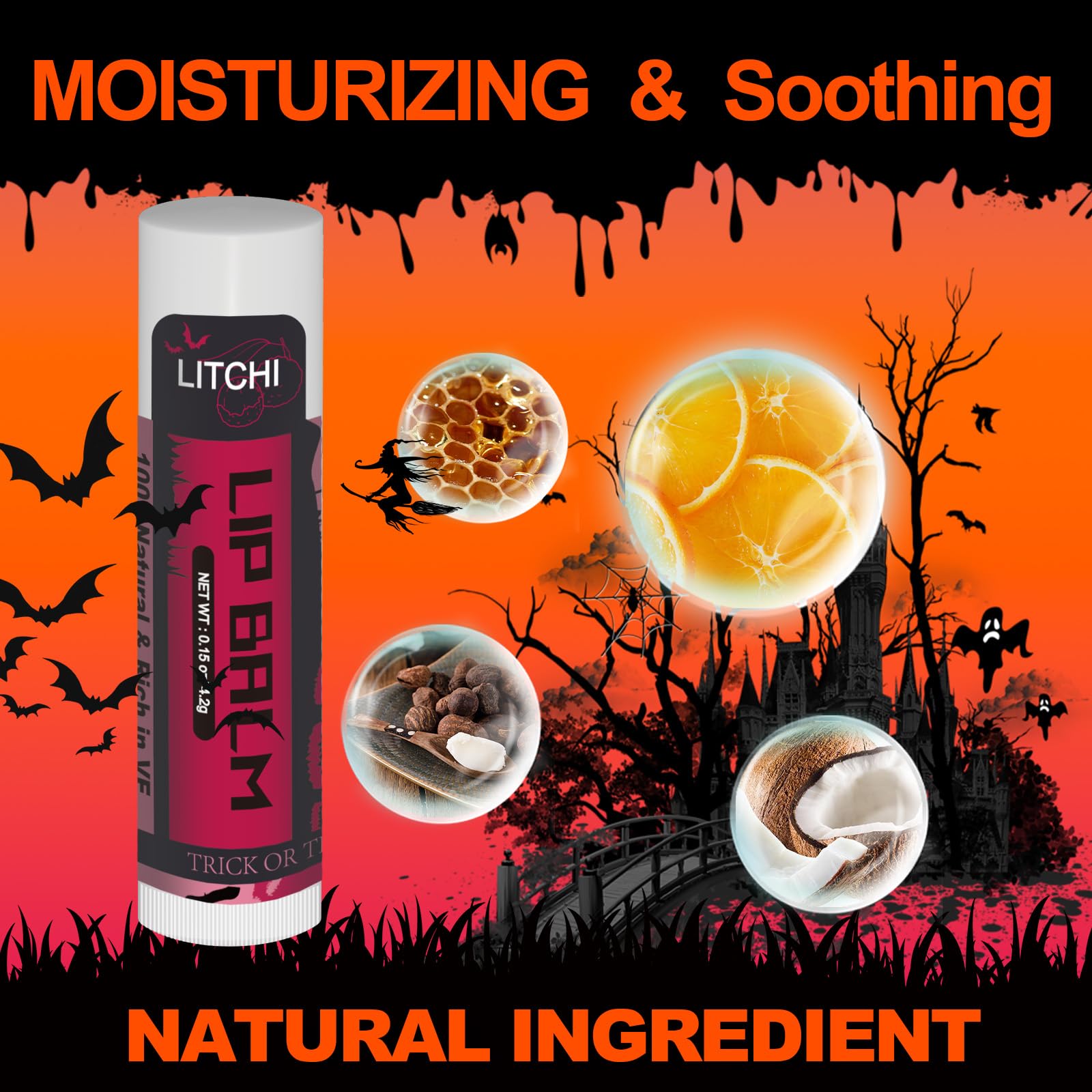 Yopela 76-Pack Halloween Lip Balm Bulk – Vitamin E, Coconut Oil, 18 Flavors, Non-GMO