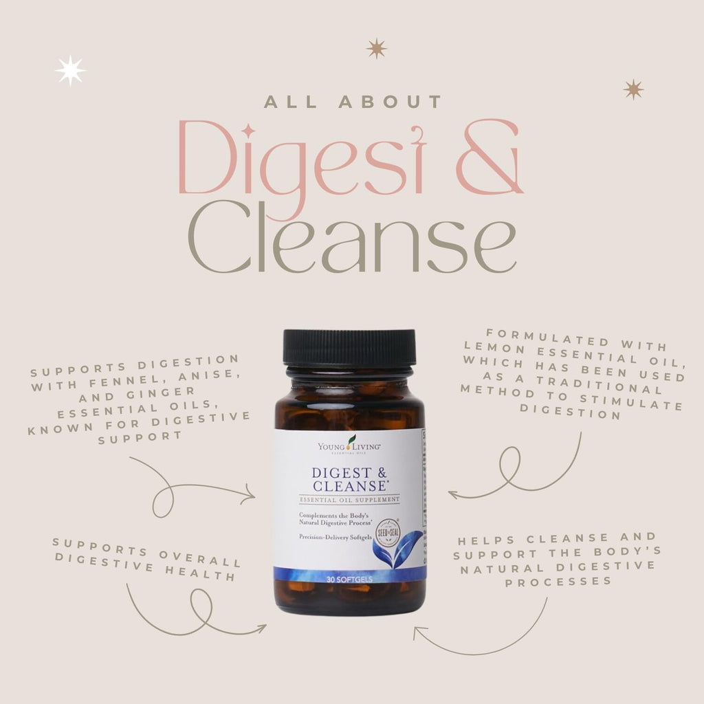 Young Living Digest & Cleanse: Premium Herbal Digestive Support Capsules