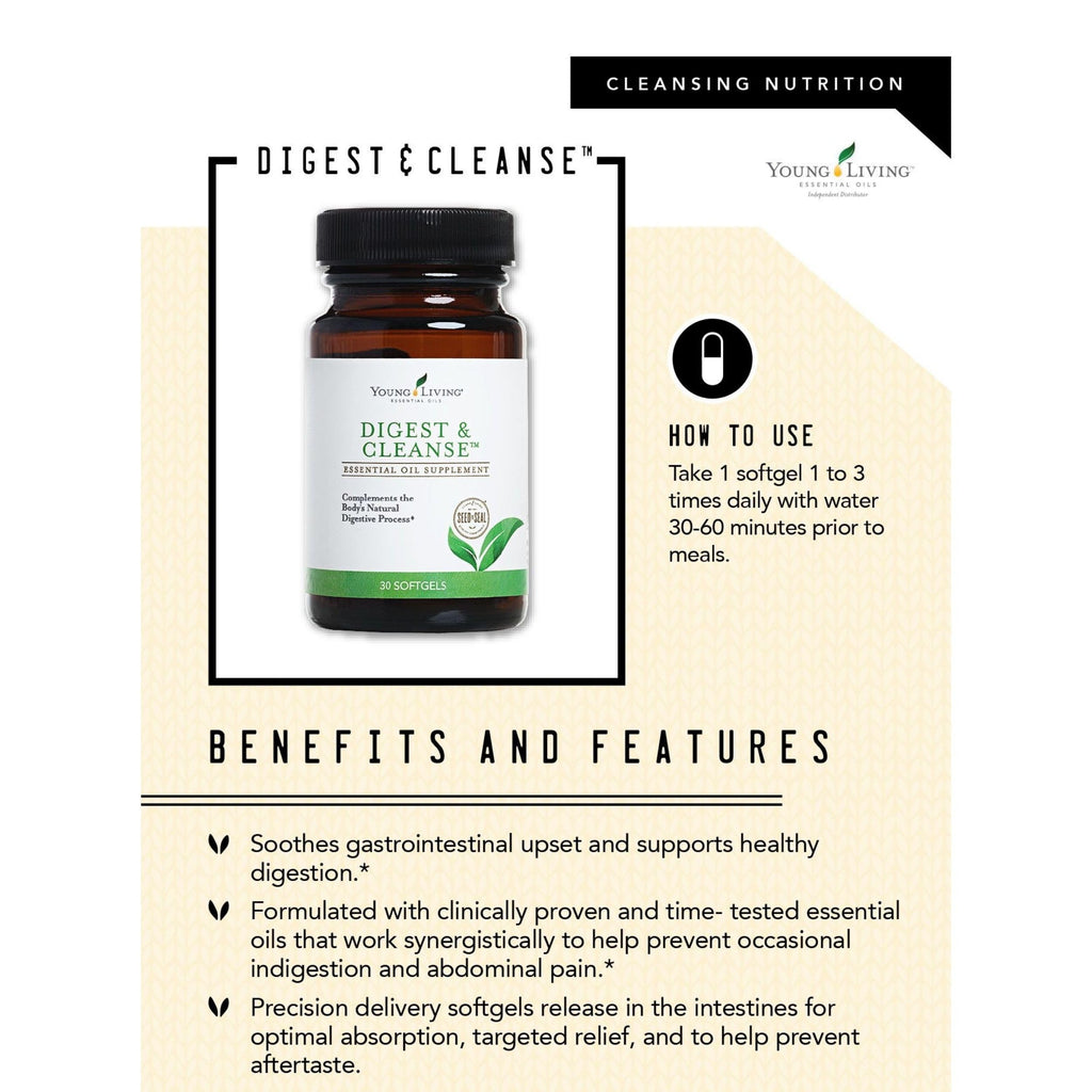 Young Living Digest & Cleanse: Premium Herbal Digestive Support Capsules