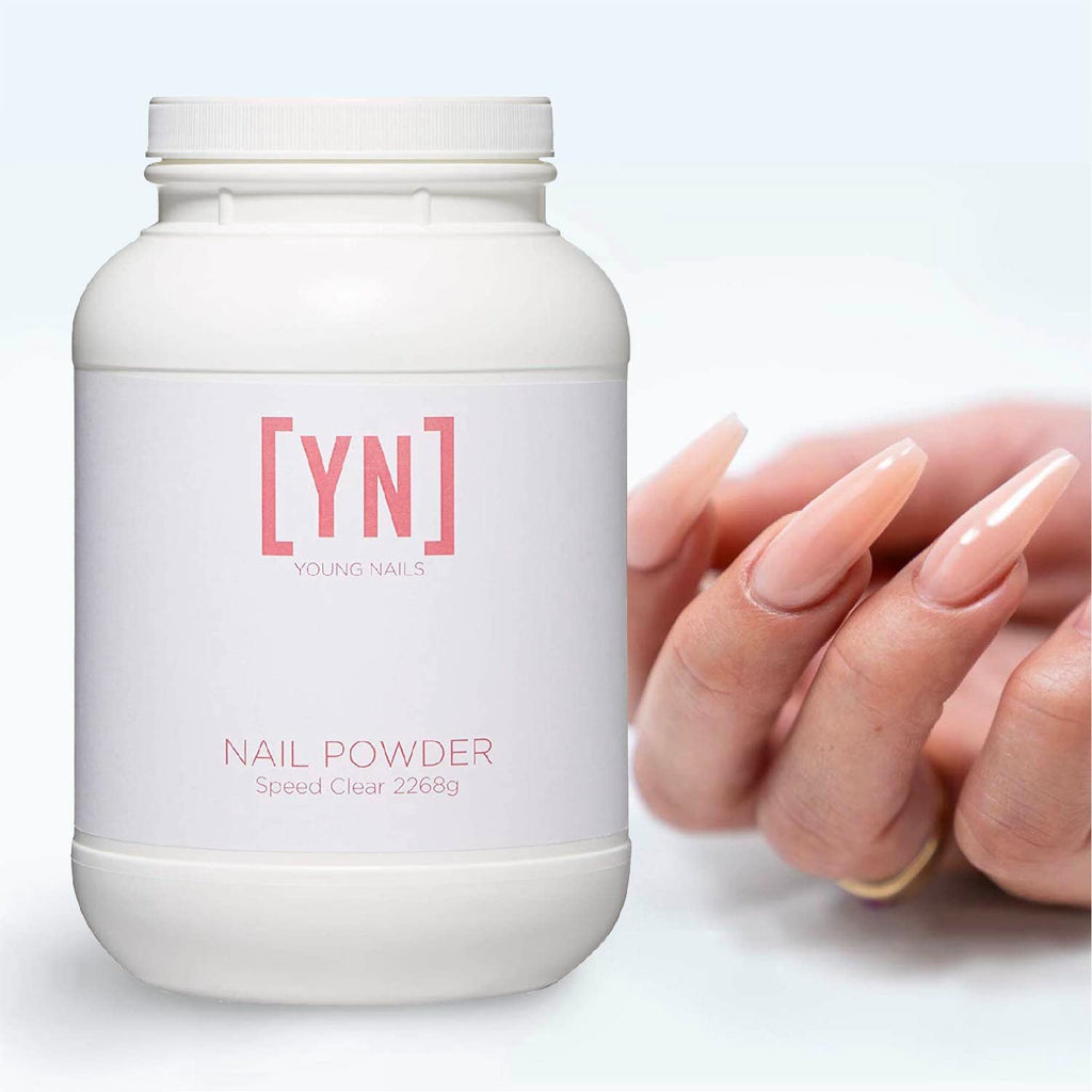 Young Nails Acrylic Speed Powder – Self-Leveling, 60-Second Set, Clear/Nude/Pink/White, 2268g