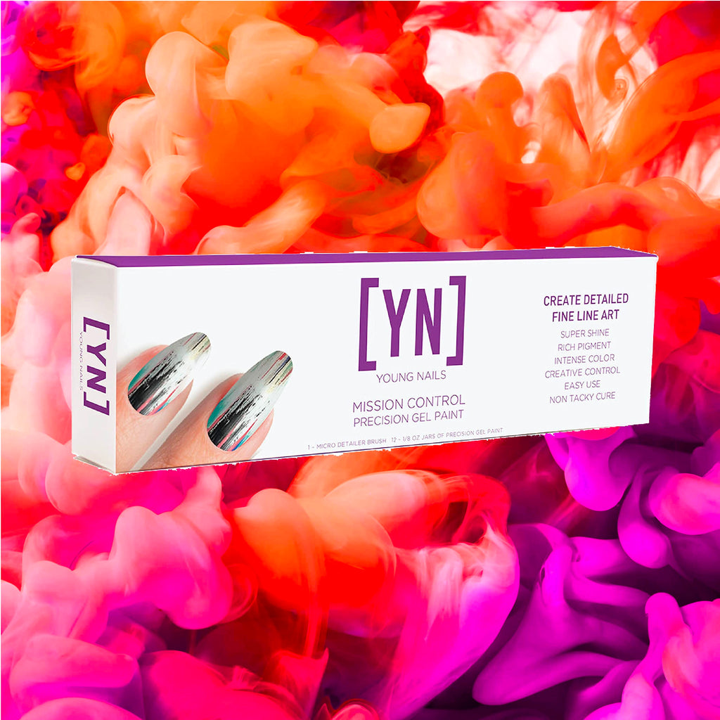 Young Nails Mission Control Precision Gel Kit – 12-Color Gel Paint for Nail Art, LED Curing