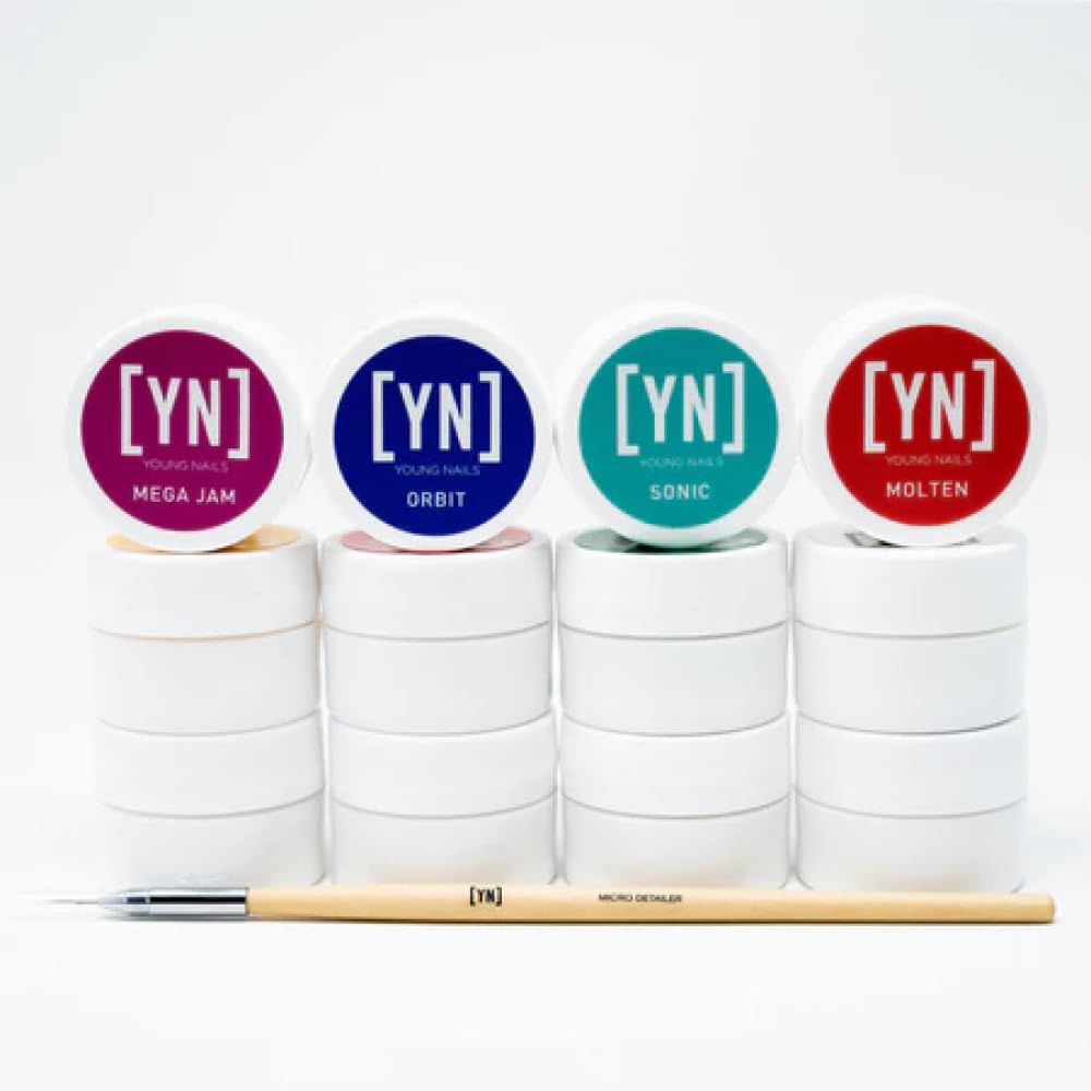 Young Nails Mission Control Gel Paint for Nail Art – Precision Gel Liner, 14 Rich Colors, 60s UV/LED Cure, 5g