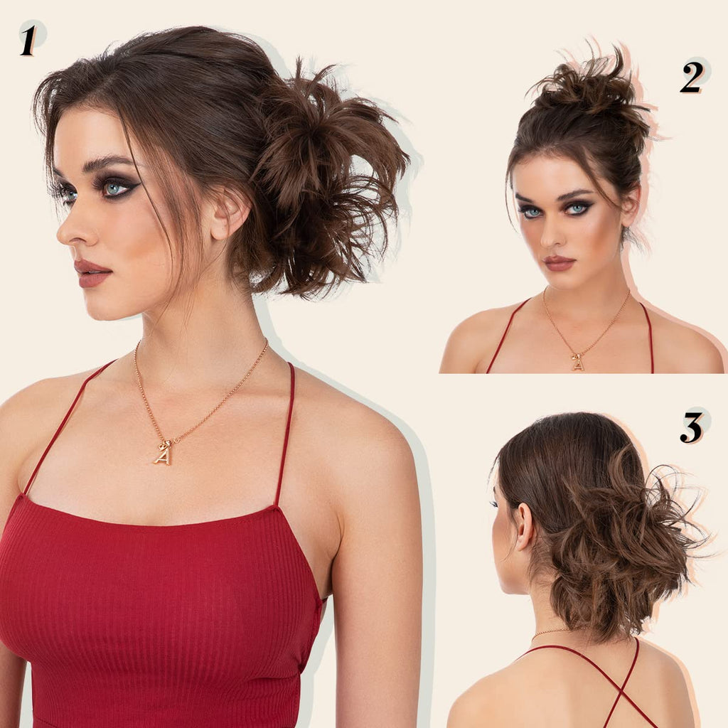 Youngways Messy Bun Hair Piece with Side Comb – Clip-In Bun for Women (Dark Chocolate-S)
