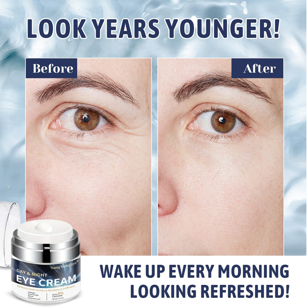 YOUNGYOUNGLOVE Day & Night Eye Cream - 6% Caffeine, Retinol, Niacinamide, Collagen