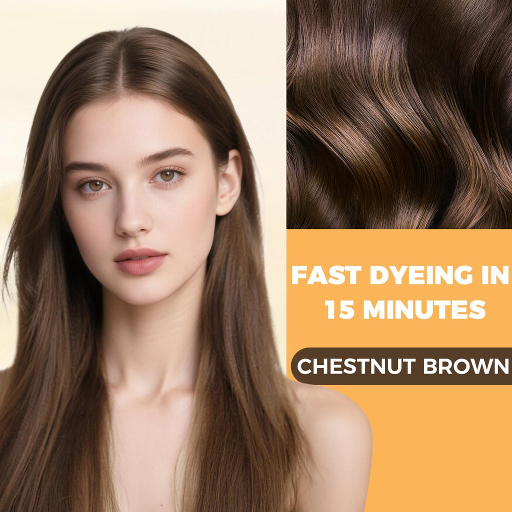 YOURTONE Chestnut Brown 3-in-1 Hair Dye Shampoo for Gray Coverage | Herbal Color 16.9 oz