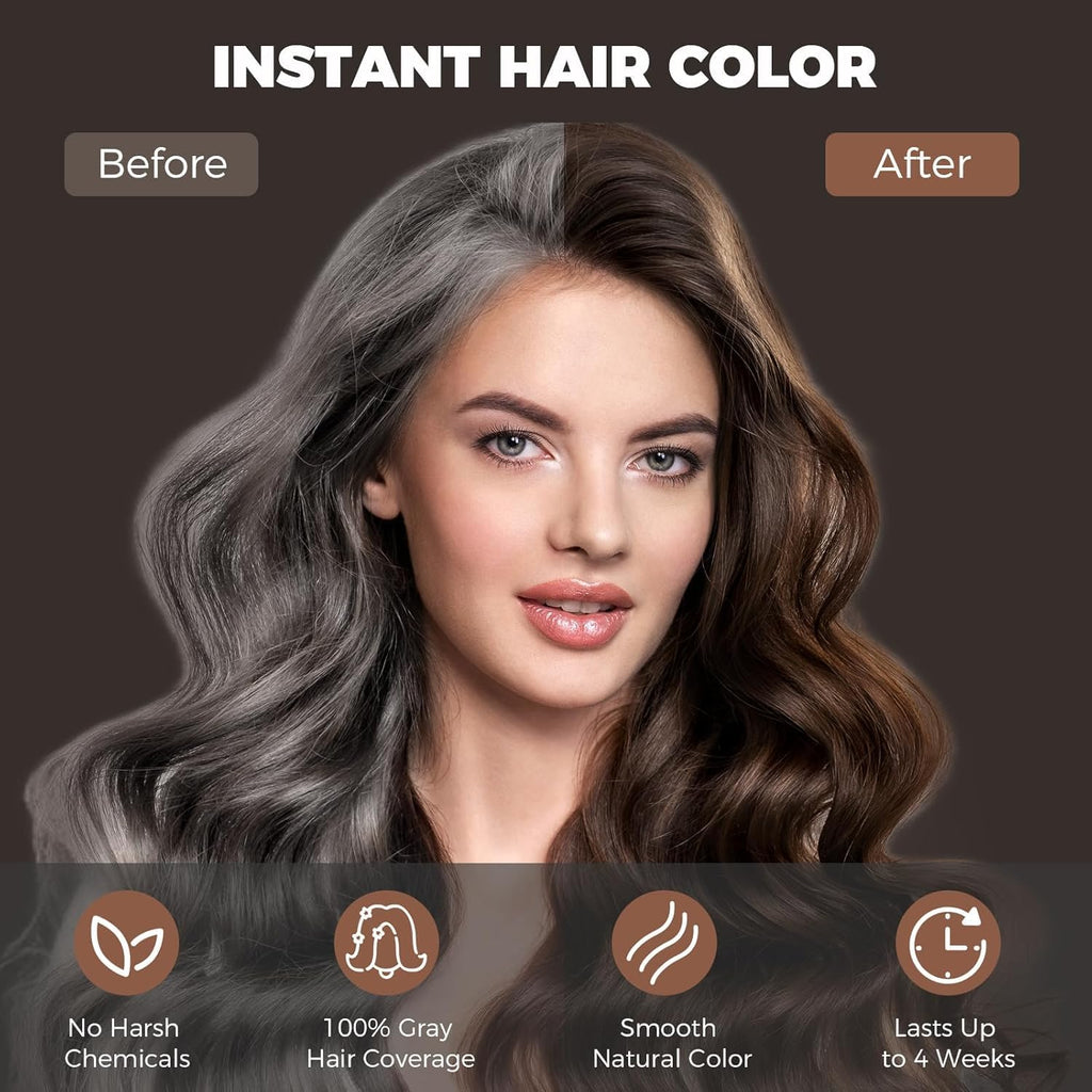 YOURTONE Dark Brown Hair Dye Shampoo 3-in-1 | Ammonia-Free Gray Coverage 16.9 fl oz