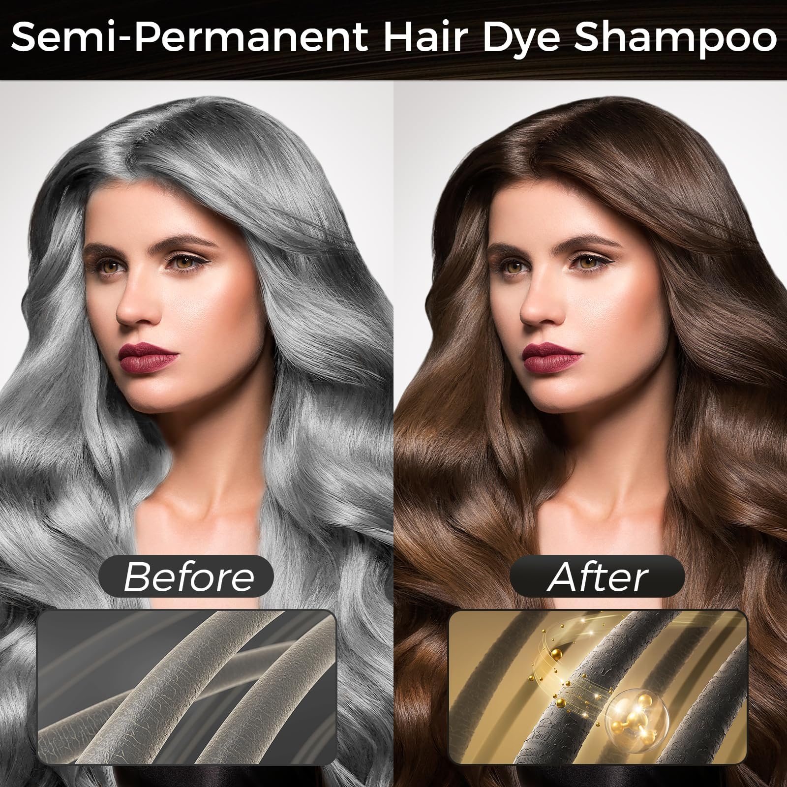 YOURTONE Hair Dye Shampoo 3-in-1: Gray Coverage & Plant-Based Formula (16.9 fl oz)
