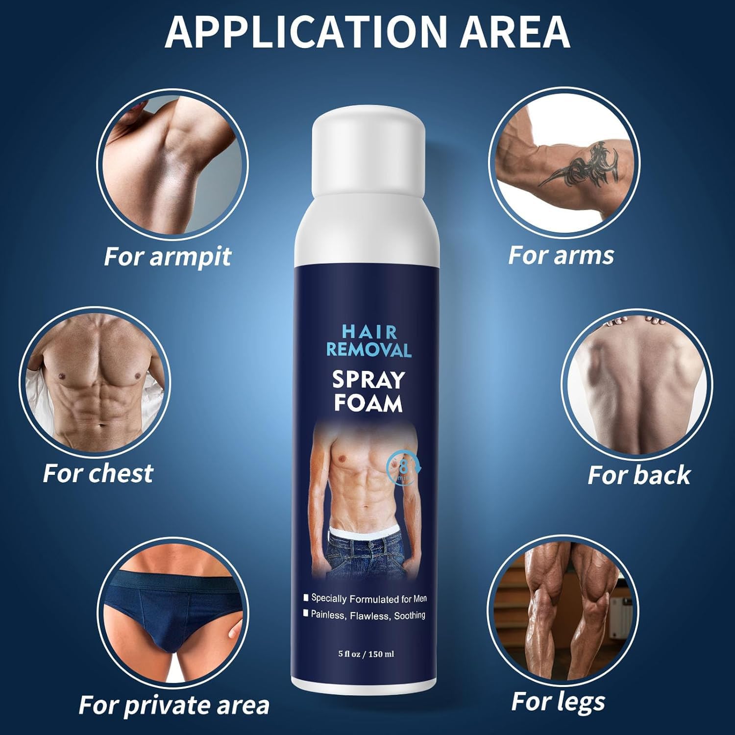 YOURTONE Hair Removal Spray Foam for Men – No-Irritation Depilatory for Underarms, Chest, Back & Legs