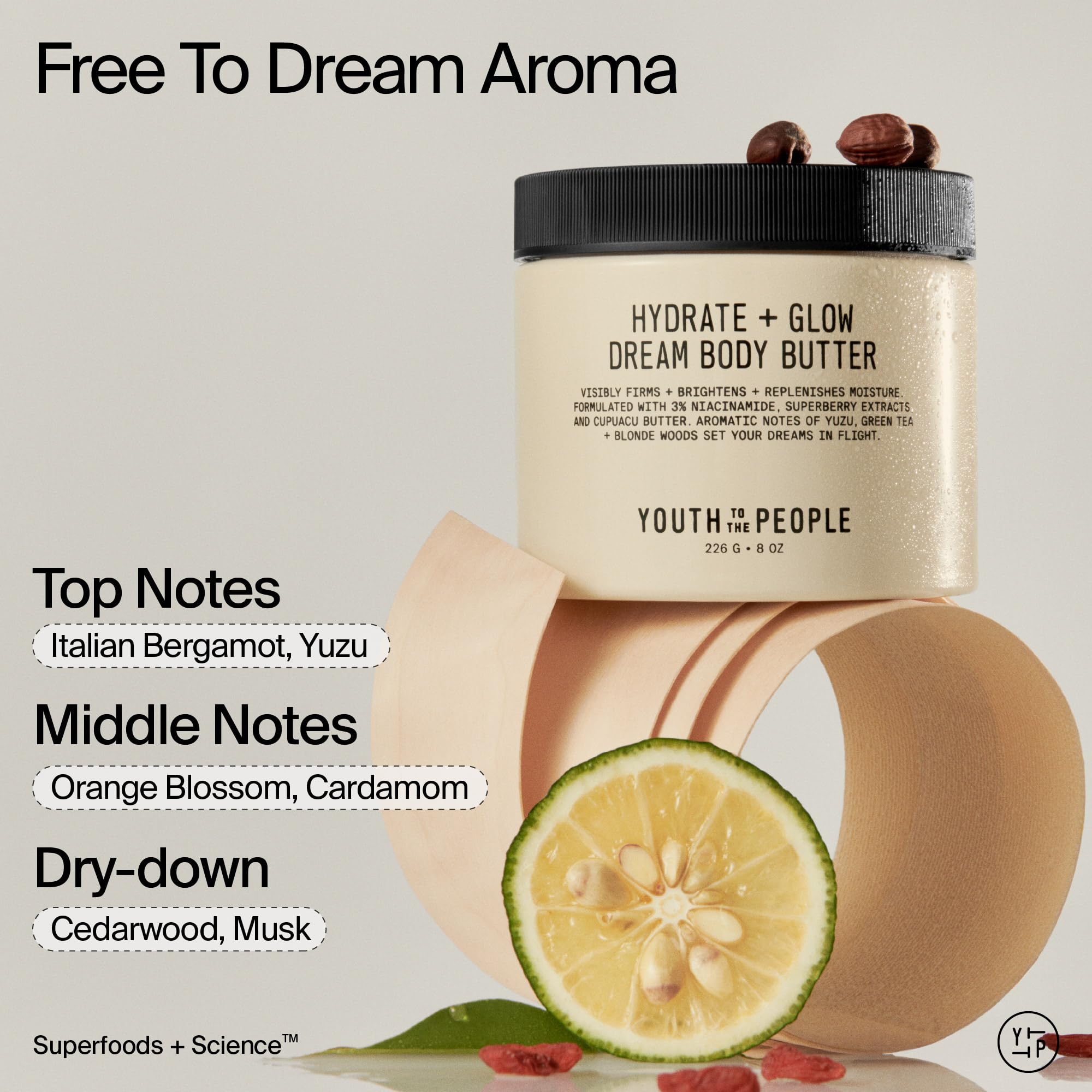 Youth To The People Superberry Hydrate + Glow Dream Body Butter — Niacinamide, Jojoba & Cupuaçu