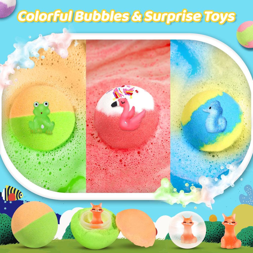 YoYokay 30 Kids Bath Bombs with Toys Inside – Ocean, Land & Sky Surprises