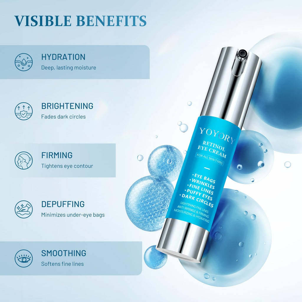 YOYORY Retinol Eye Cream – Brighten Under-Eye, Smooth Fine Lines & Puffiness (0.67 fl oz)