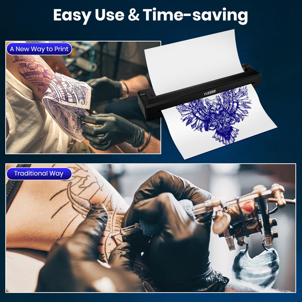 YUEBBB Tattoo Stencil Printer — Portable, Wireless, Inkless Thermal Transfer