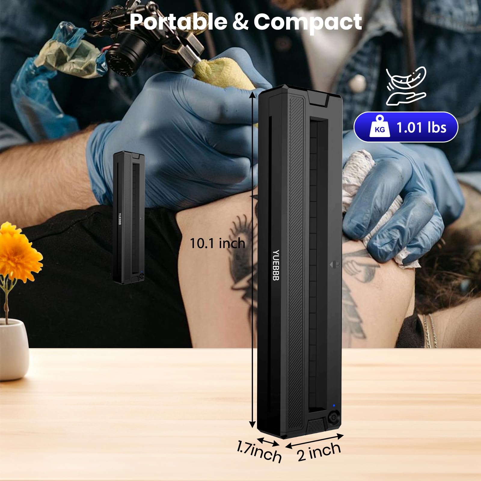 YUEBBB Tattoo Stencil Printer — Portable, Wireless, Inkless Thermal Transfer