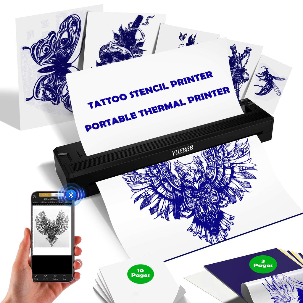 YUEBBB Tattoo Stencil Printer — Portable, Wireless, Inkless Thermal Transfer