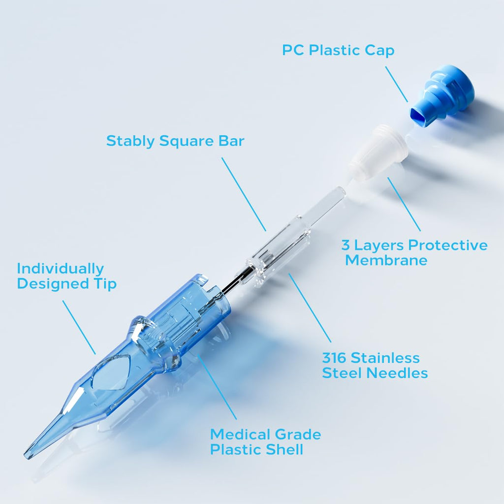Yuelong Tattoo Cartridges Needles #12 Standard 14-Round Shader with Membrane, 20Pcs (1214RSL)