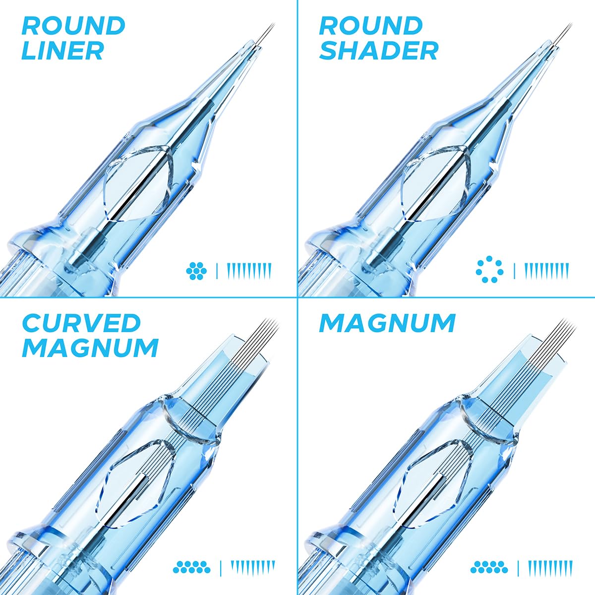 Yuelong Tattoo Cartridges Needles #04 Bugpin 3 Round Liner with Membrane – 20Pcs (0403RLL)