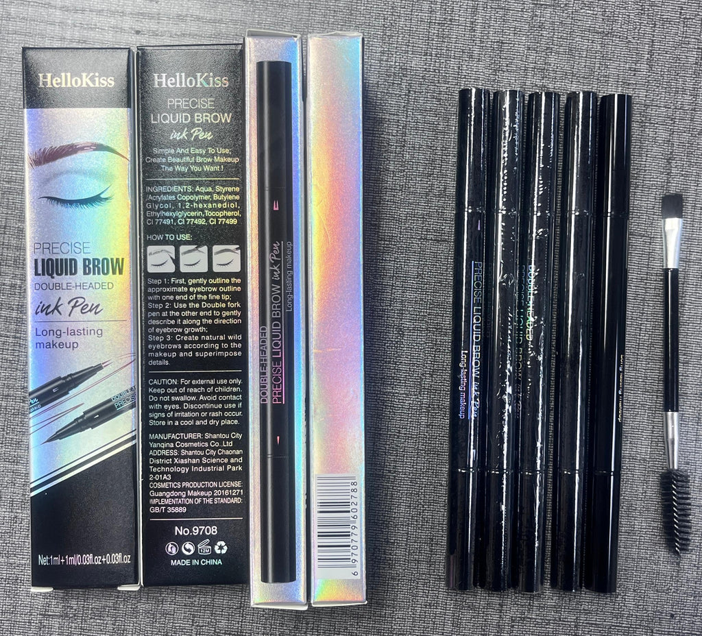 Yulinlon 9708 2-Tip Double-Ended Eyebrow Pen with Brush – Waterproof & Long-Lasting