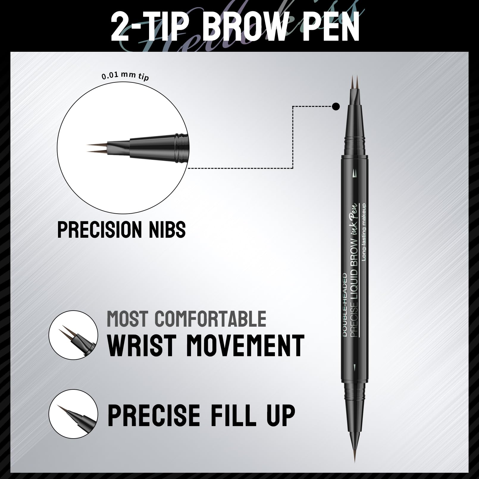 Yulinlon 9708 2-Tip Double-Ended Eyebrow Pen with Brush – Waterproof & Long-Lasting