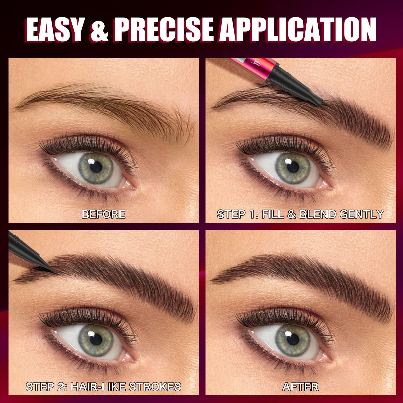 Yulinlon Double-Headed Brow Pen – Ultra-Precise 0.01mm Tip, Waterproof, 5 Natural Shades