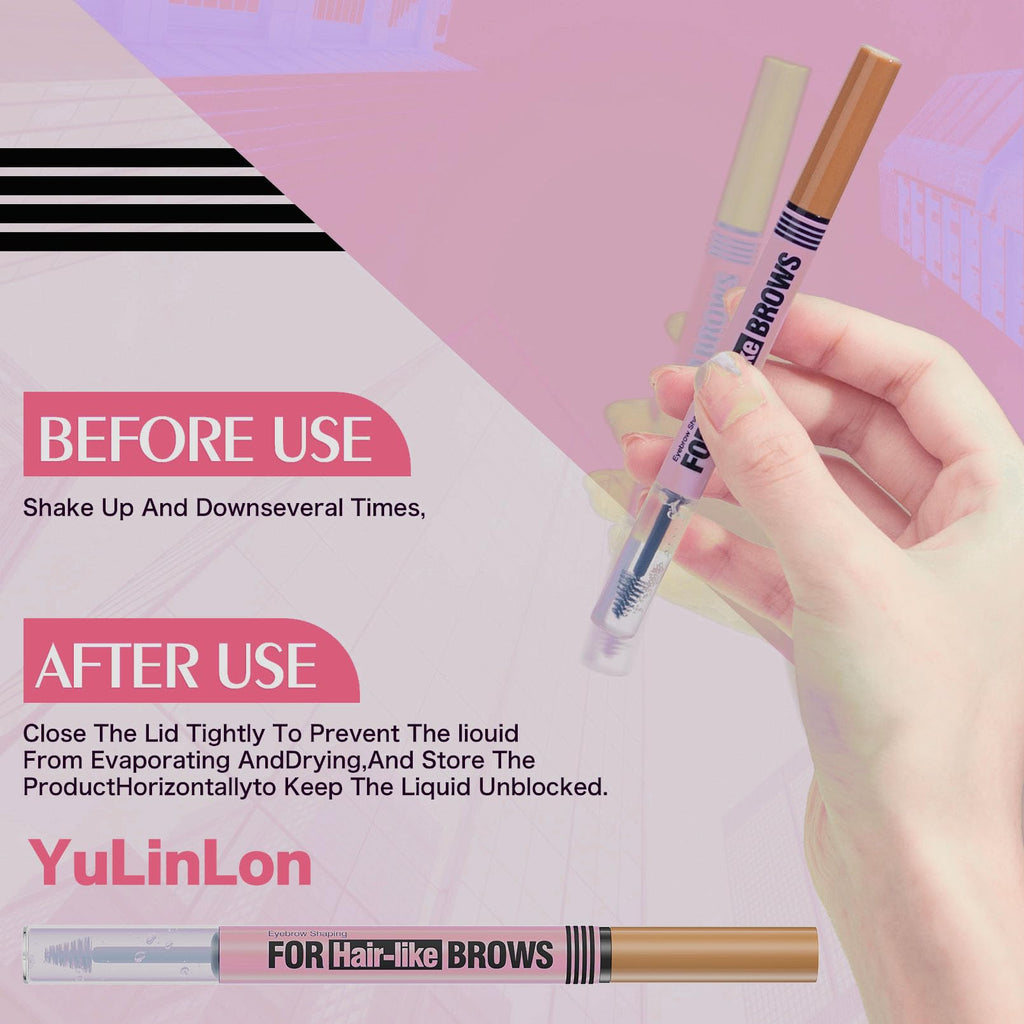 Yulinlon 2-in-1 Eyebrow Pen & Gel – 4-Tip Precision, Waterproof, 5 Natural Shades (01# Light Brown)