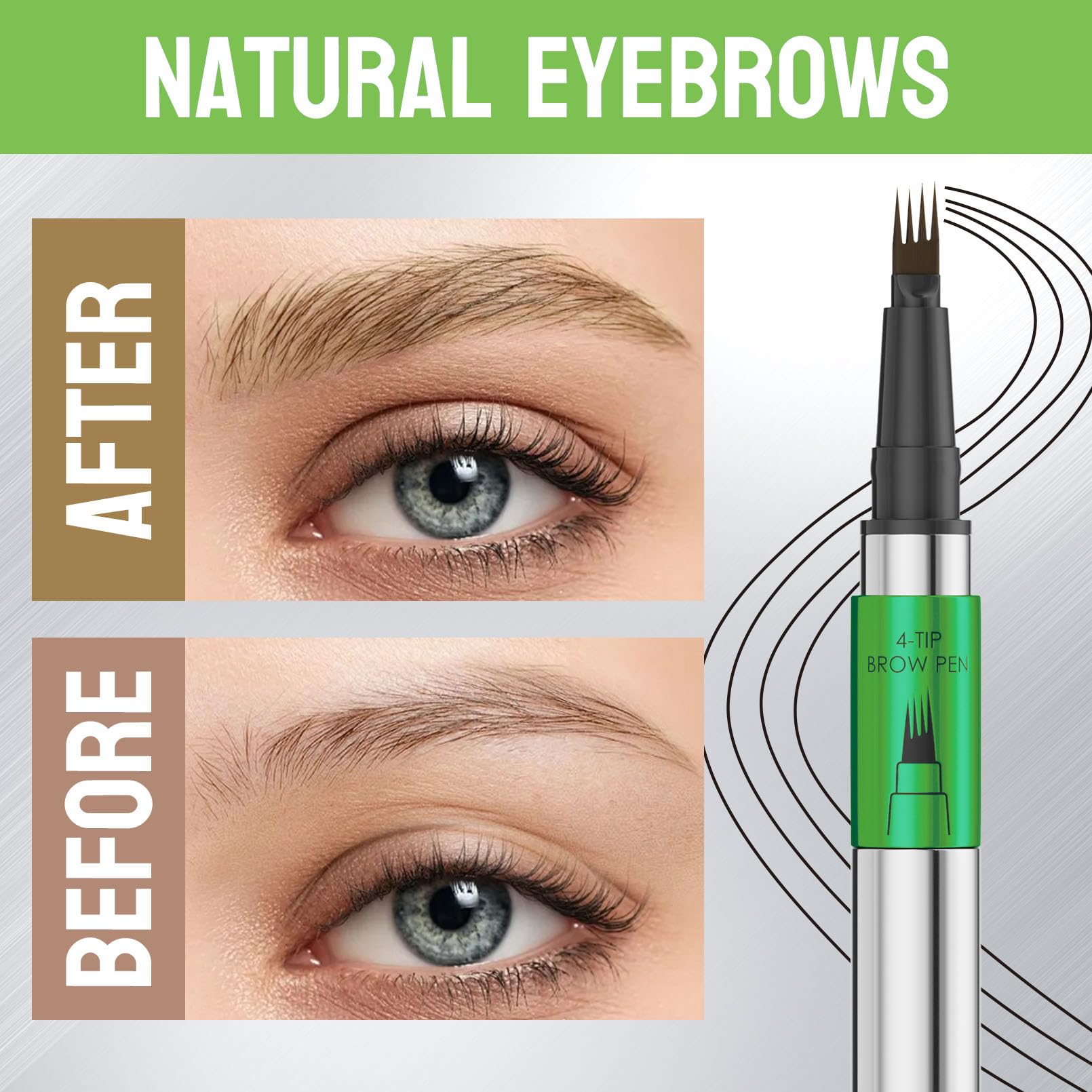 Yulinlon 4-Tip Eyebrow Pen — Waterproof Micro-Fork Tip Brow Pen, Natural 3D Look, 1ml (Dark Brown 03)